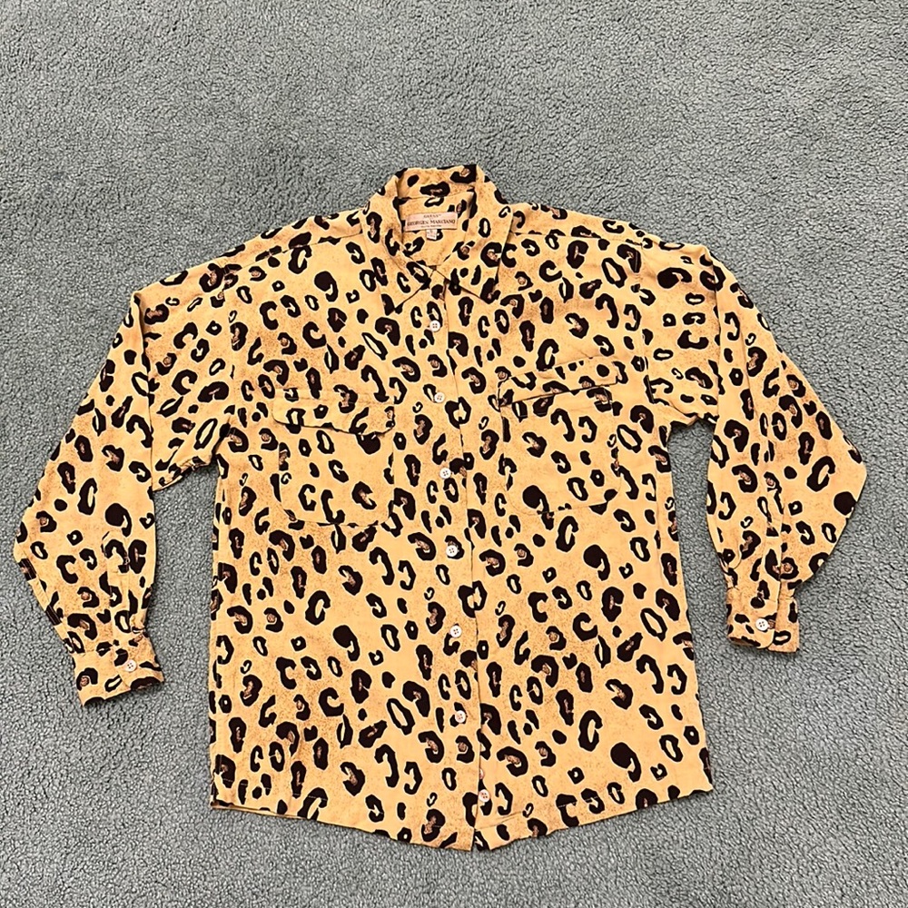 Vintage Guess by Georges Marciano 80s 90s leopard print rayon Shirt